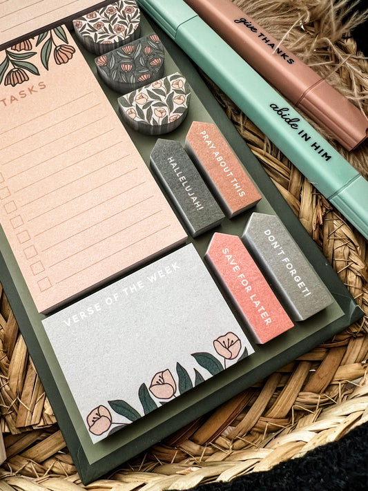Lateral Gig | Teal Floral Bible Study Stickies Set